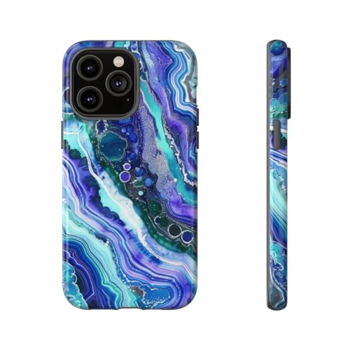 Coque iPhone 14 Pro Max géode bleu violet rigide
