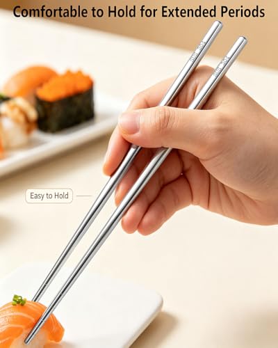 [AC] $7.49* | 10-Pair Lazycorner 304 Stainless Steel Chopsticks w/ Non-Slip Textured Tips - image 5