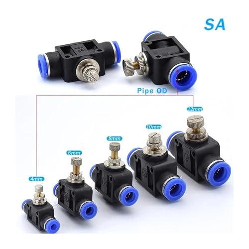 Válvula de mariposa SA con accesorios de empuje neumáticos para regular flujo de 4-12 mm 5