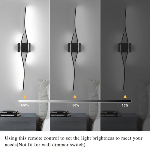 Image of Dimmable LED Bathroom Vanity Light, 39.4 inch Modern Black Bathroom Lighting Fixtures Over Mirror Wall Sconces Light Fixtures for Living Room Bedroom 5500K White Light