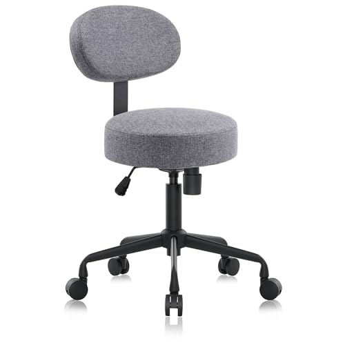 Image of Heavy Duty Extra-Wide Seat Adjustable Height Swivel Rolling Stool for Dental Clinic, Salon, Office, and Bar - NAIA 502 (Dim Grey, Backrest Add-on)