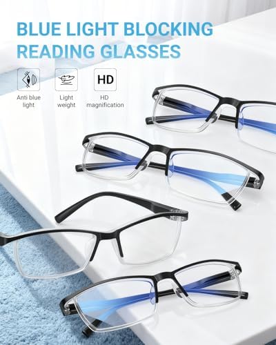 LUFF 4Pcs Anti-Blue-ray Reading Glasses Portable Ultra-Light Readers for Unisex - 2