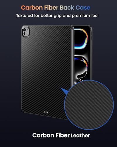 Image of typecase Edge+ Keyboard Case for iPad Pro 13-inch (M5 /M4) 2025 /2024, Black Keyboard with Carbon Fiber Protective Case,Portrait & Typing Modes,Built-in Trackpad,11-Color Backlight,Magnetic Stand