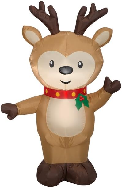 holidaytime Cute Reindeer Greeter Christmas Yard Inflatable 4' ft, brown (6757)