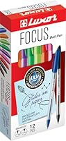 Luxor Focus 1.0MM Medium Point Ball Pen, Blue - Box of 12,Ultra-Low Viscosity Ink, Ridged Grip Pens for Effortless Writing, Ballpoint Pen for Home, School, Office Use, Office Supplies Stationary