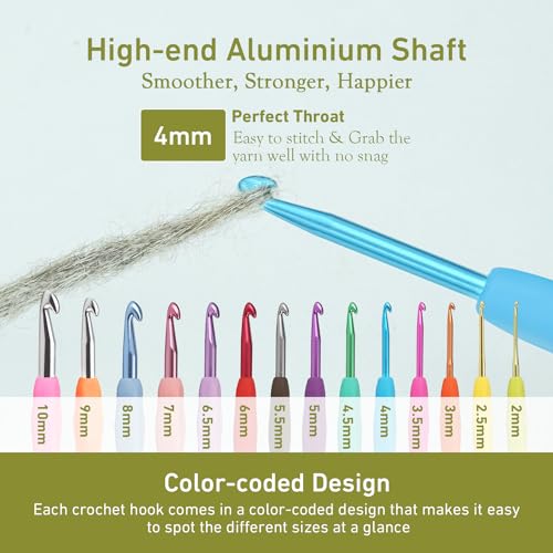 Image of 4mm Crochet Hook, Super Smooth 4 mm Ergonomic Crochet Hooks for Beginners, Comfort Crochet Needle for Arthritics, 1 Pack