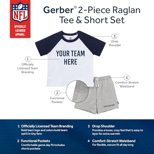 Image of Gerber NFL unisex-baby Nfl Team T-shirt and Shorts Set