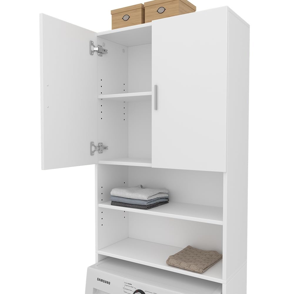Vicco armadietto coprilavatrice Martha, Bianco, 64 x 190 cm con 2 ante corte, per la conservazione di detersivi e accessori da bagno