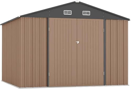 Metal Outdoor Storage Shed - Waterproof and UV-Resistant Garden Shed Featuring an Enhanced Frame Design and Lockable Double Doors | Sturdy Utility and Tool Storage Solution for Your Backyard, Garden,