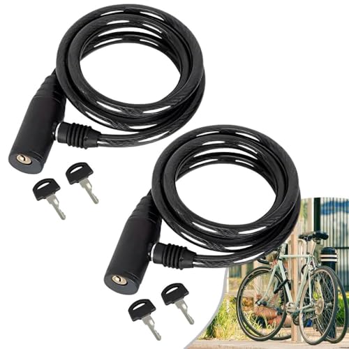 Kit 2 Cadeados Para Bicicleta 65cm, Cabo De Aço de 12mm Revestido – 2 Chaves – Cadeado Para Bike
