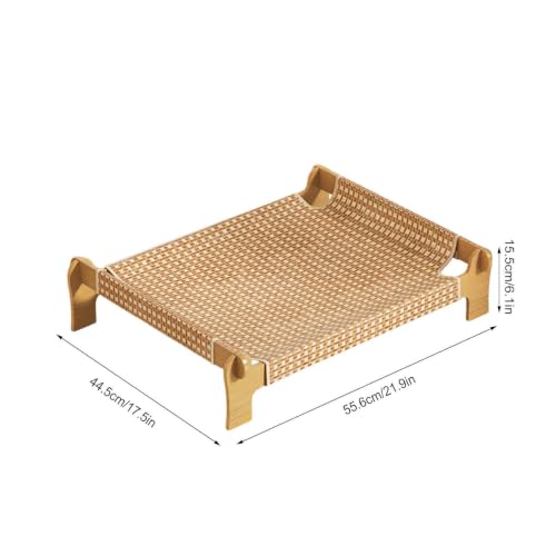 Catre elevado de madera para gatos con tejido transpirable 6