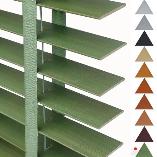 Store Venitien Bois IntéRieurs Extérieur Marron Blanc Noir Plusieurs Couleurs 60 90 100 45 135 120 160 180cm, Store A Lamelle Occultant Rideaux Preuve De l'eau(Vert)