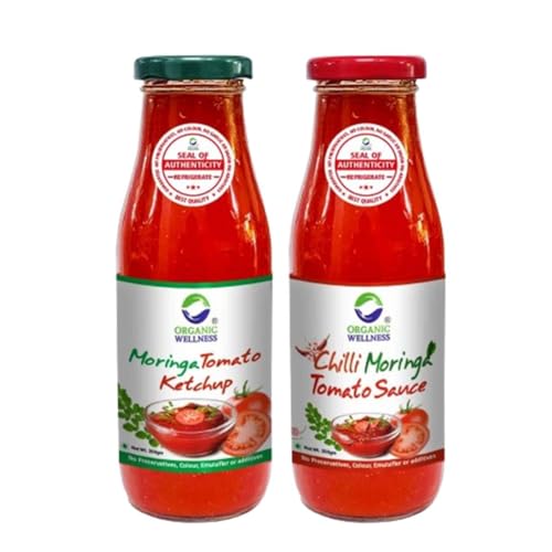 Image of Organic Wellness Moringa Tomato Ketchup & Chilli Moringa Tomato Sauce 100% Vegetarian Pack of 2 (350 grams Each)