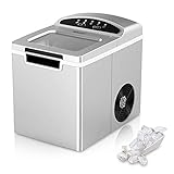 Ice Maker Countertop Machine, 26.5 lbs. Ice in 24 Hours, 9 Bullet Cubes in 7 Mins countertop ice Machine, 1.9L Ice Maker Machine for Countertop with Ice Scoop, Basket for Home/Kitchen/Office/Bar