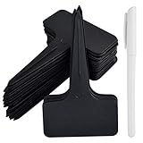 ishua 100pcs 2.36'x3.94' inch（6 x10 cm Plastic Plant T-Type Tags Markers Nursery Garden Labels Black