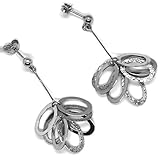 Ohrringe Anhänger Weißgold 750 18 K, GARAPPOLO, OVAL glänzend und satiniert.