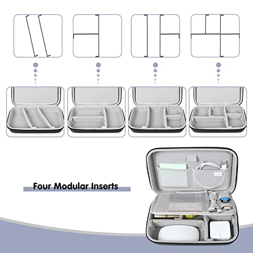 Mosiso Electronic Organizer Travel Case Compatible With Macbook Power Adapter, Compatible With Magic Mouse & Pencil, Sd Card, Usb Flash Disk With 4 Modular Insert & 2 Cable Tie & Snap Hook, Black #TOP2