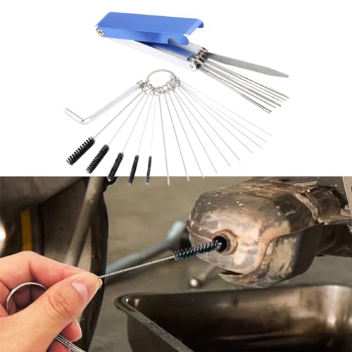 Image of Carburetor Cleaning Kit, Carburetor Tool Kit, Stainless Steel 13 Cleaning Wires Set + 5 Nylon Brushes + 10 Cleaning Needles +1 Throttle Wrench, Torch Tip Cleaner for Motorcycle ATV Welder Carb