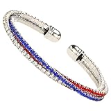 pVq American Flag USA Bracelet for Women Cuff Bracelet Red Blue White Crystal Rhinestone Bangle Patriotic Jewelry 4th of July Independence Day Gift