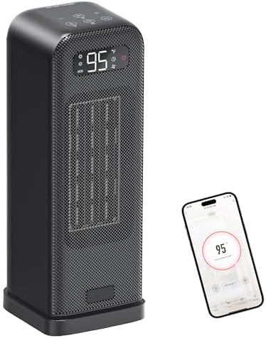 MORENTO Space Heaters for Indoor Use, Portable Electric Heater with Thermostat, Smart and Voice Control, 1500W PTC Ceramic Safety, 36dB Quiet Smart Heaters for Office Bedroom Home Black 1Pack