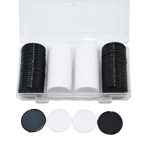 SmartDealsPro 100 Stück 25 mm/2,5 cm blickdichtem Kunststoff lernen Zählen Marken Poker Chips mit Aufbewahrungsbox, 2 colors--Black&White