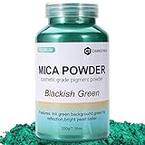 Mica Powder,7.05OZ（200g）,Blackish Green Mica Powder Pigment for Epoxy Resin，Lip Gloss，Paint，Dye，Soap Making，Nail Polish,Candle Making,Bath Bombs(Blackish Green)