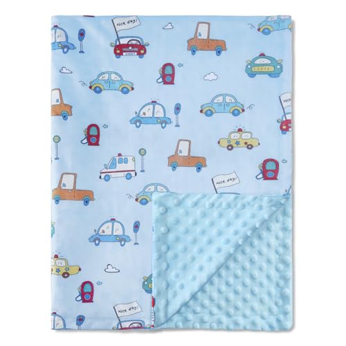 JORNH Baby Blanket for Newborns,New Gifts for Boys Girls Toddlers, Super Soft Baby Cot Blanket with Dotted Fleece Backing, Unisex New born Essentials (car,75x100cm)