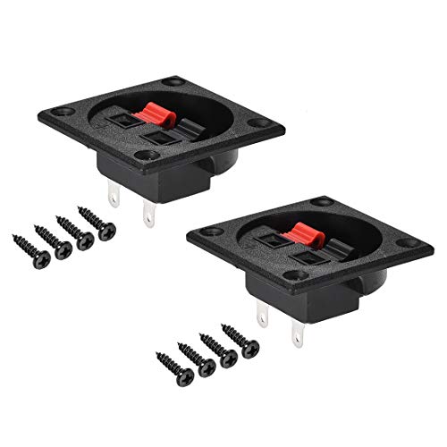 sourcing map 2 Voies Ressort Haut-Parleur Borne Clip Poussez Relâchez Connecteur Audio Câble Bornes Barrette Bloc Noir Rouge WP2-7 2Pcs