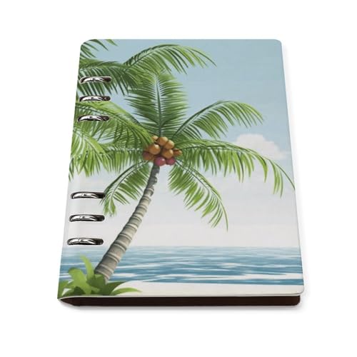 Diario A5 de palmeras tropicales en piel sintética con diseño plano para escribir cómodamente