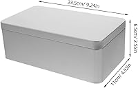 Vista 2 de Angoily Caja de lata vacía rectangular con tapa, caja de almacenamiento de hojalata rectangular para galletas, contenedor de lata de metal
