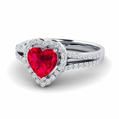 Heart Shape Ruby/Moissanite/Peridot/Turquoise Engagement Ring S925 10K 14K 18K Gold Personalized Gemstone Rings Promise Ring Engraved Name Birthday Jewelry Gift for Wife Her 1-5 Carats2