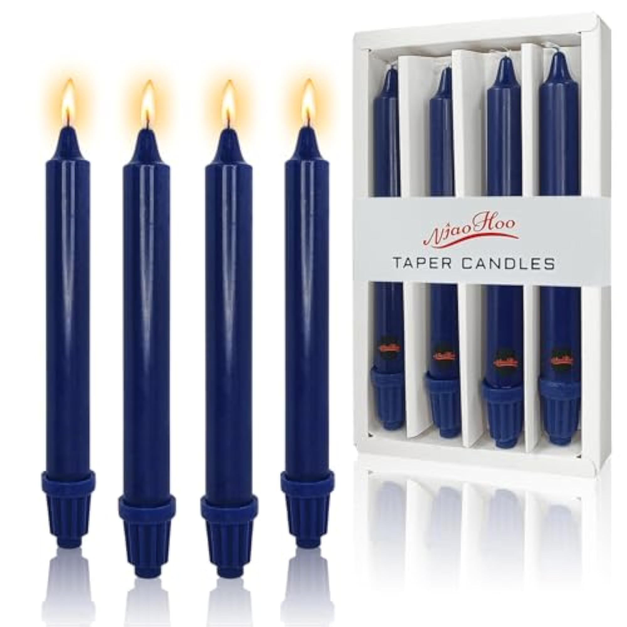 NJAO HOO Short Taper Candles, Dark Blue Unscented