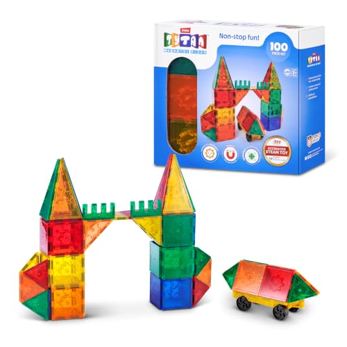Tytan 100-Piece Magnetic Tiles with Wheeled Base & Carry Bag