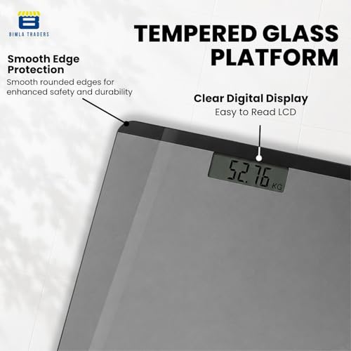 Image of Btag Premium Digital Body Weight Scale | 26x26 cm Wide Platform | Clear LCD Display | Anti-Skid Base | 180 kg Capacity Block Design (Black)