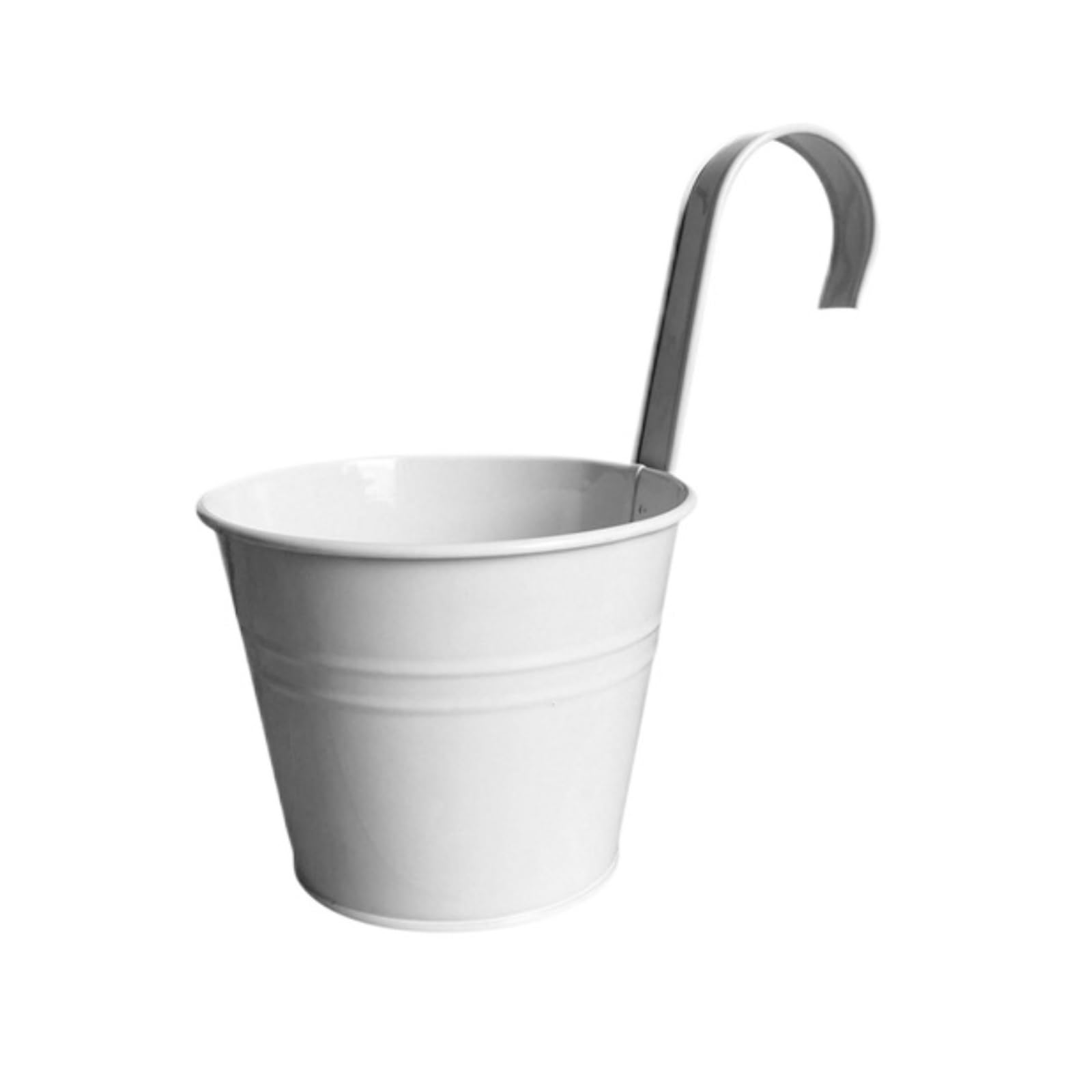 FJSNGPSBQPC 6/10Pcs, Hanging Flower Pots Iron Bucket Detachable Hook Balcony With Drainage Hole For Fence(6PCS white)