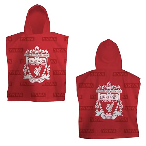 Liverpool Football Club Officially Licenced Hooded Towel Poncho | Super Soft Feel, Boots Design | Swimming Changing Robe Perfect The Home, Bath & Beach, 55 x 50 cm