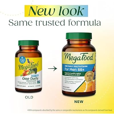 MegaFood Multivitamin for Men 55+ One Daily Mens Multivitamins, Methylated B12, Vitamin D3, C & Zinc - Healthy Aging, Bone & Muscle Health & Immune Support - Vegetarian - 60 Tablets