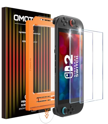 OMOTON Screen Protector for Nintendo Switch 2, Anti Glare | HD Clarity Tempered Glass, Dust-free Installation Tool, Bubble Free, Touch Sensitive, 2 Pack - image 1