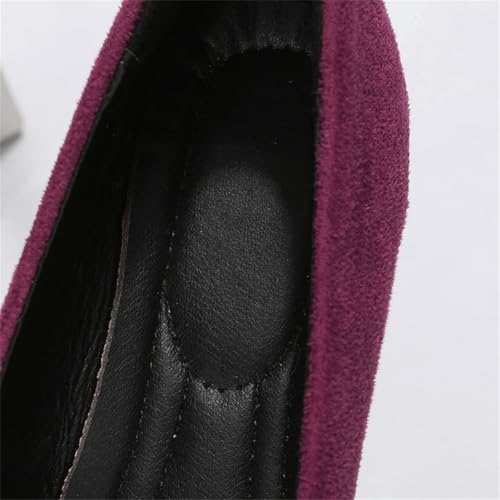 Women's Bow Flat Casual Suede Shoes Classy Round Toe Mary Jane Ballet Flats Soft Bow Dressy Shoes Arch Support Slip On4