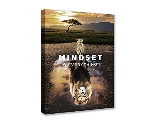 Motivation Posters Canvas Mindset is Everything Move Forward Wall Art Pictures Entrepreneur Print Artwork Painting for Office Framed Modern Canvas Wall Art 12''W x 16''H
