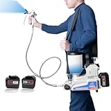 Cordless Airless Paint Sprayer, 21V Battery Powered, 2.5 L/Min High Pressure, 2L Capacity, 3 Adjustable Speeds, 5m Hose, 2 Rechargeable Batteries, for Wall Painting and DIY
