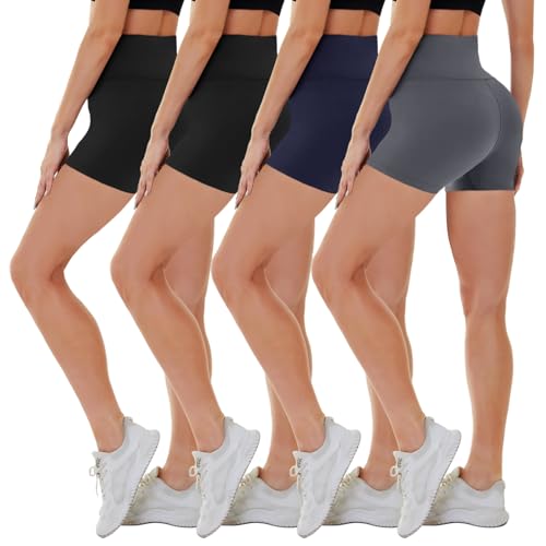 Image of CAMPSNAIL 4 Pack Biker Shorts for Women High Waist - 5"/8" Tummy Control Soft Athletic Yoga Workout Running Gym Shorts