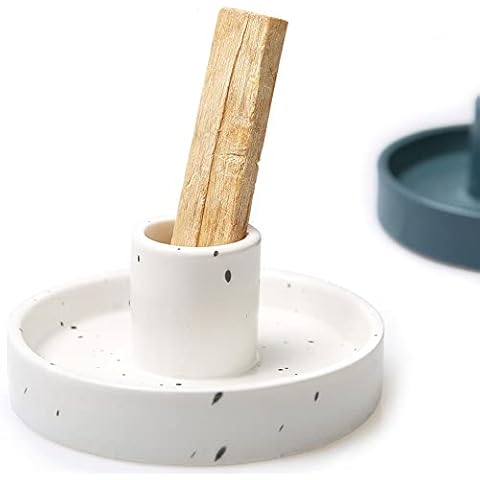 Oavand Ceramic Handmade Palo Santo Holder, Ceramic Incense Burner for Palo Santo Wood, Incense Holder for palo Santo Sticks, Speckled White Cover