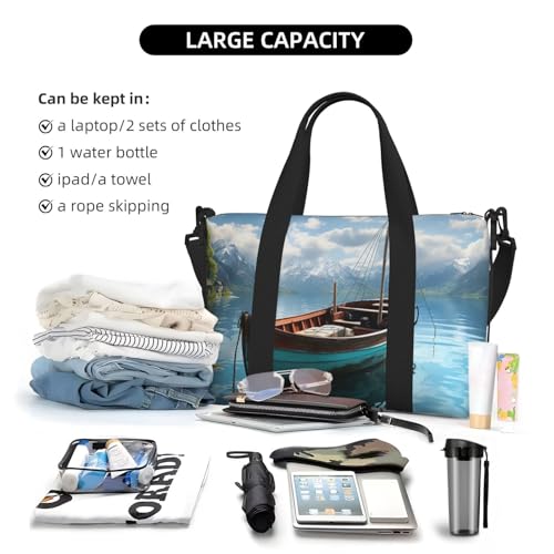 Travel Duffel Bags Personal Item Bag Carry on Luggage Bag Training Handbag Lightweight Waterproof Sports Gym Bag Fishing Boat Weekender Bag for Women Men4