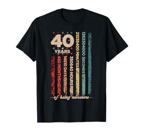 USA 40 Years Of Being Awesome Retro cuenta regresiva 40 cumpleaños Camiseta