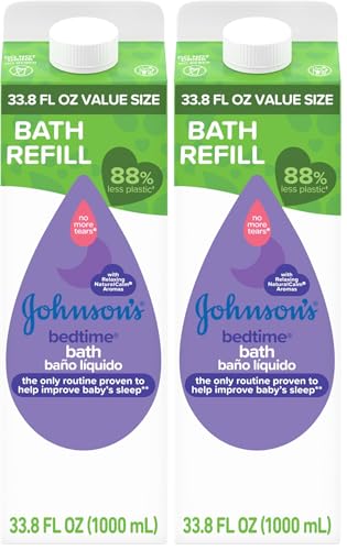 Image of Johnson's Bedtime Bath with Relaxing & Soothing NaturalCalm Aromas, Hypoallergenic, Gentle & Tear-Free Nighttime Bubble Bath for Babies & Kids, Value Size Refill, 33.8 fl. Oz (Pack of 2)