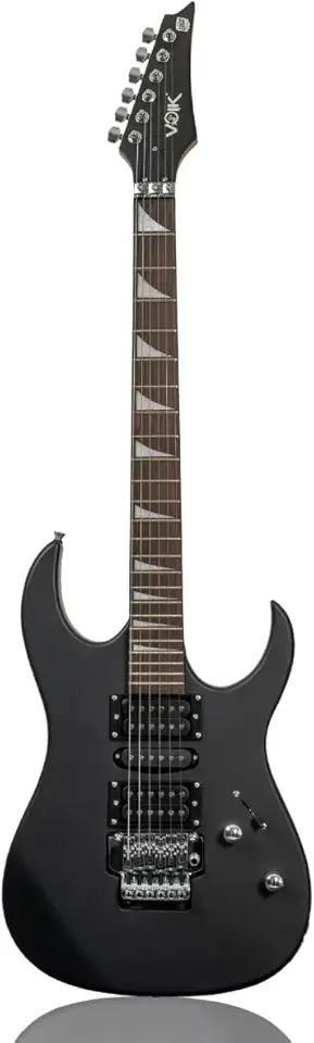 Guitarra Elétrica Voik 200 Cor MATTE BLACK Fosco Superstrato Captador HSH Escala Rosewood 24 Trastes Ponte Flutuante Tarraxas Blindadas Com Alavanca e Cabo P10 EDGE Series P/Destros