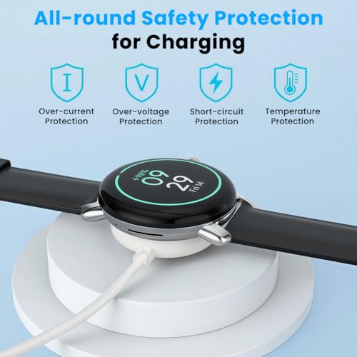 Image of ZORBES 3.3Ft /1M Type C to Google Pixel Watch 3 /Pixel Watch 2 Chargers, 4-Pin Snap-On Smartwatch Charger Compatible with Fitbit Ace LTE /Versa 3 /Versa4, Sense 2 /Sense