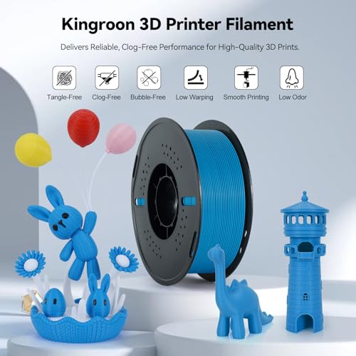 Image of Kingroon PLA Filament 1.75mm 3D Printer Filament Blue Pla Filament 1kg Filament Dimensional Accuracy + /- 0.02mm, Fit Most FDM Printer,Light Blue