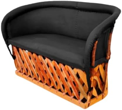 Love Seat Equipal Furniture Handmade by Equipales San Jose Black Color Mexican Traditional Style Ideal for Your Home, House, Garden, Office, Restaurant, Hotel, bar, Beach, Living Room, Bedroom